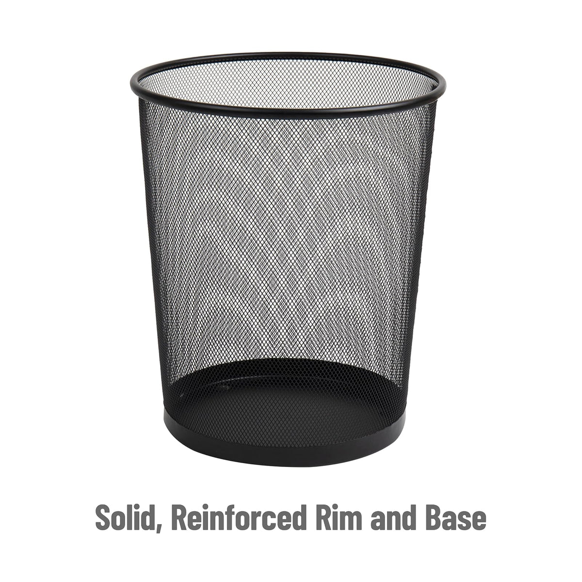 Mind Reader Mesh Trash Can, Set of 3, Waste Paper Basket, Round, Office, Metal Mesh, 11.5" L x 11.5" W x 13.75" H, Black