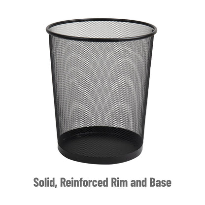 Mind Reader Mesh Trash Can, Set of 3, Waste Paper Basket, Round, Office, Metal Mesh, 11.5" L x 11.5" W x 13.75" H, Black