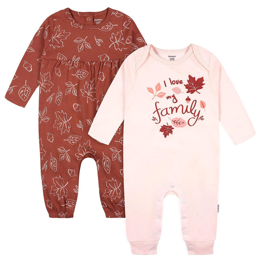Gerber 2-pack Long Sleeve Jumpsuit Conjunto de camiseta para bebés y niños pequeños bebés niñas