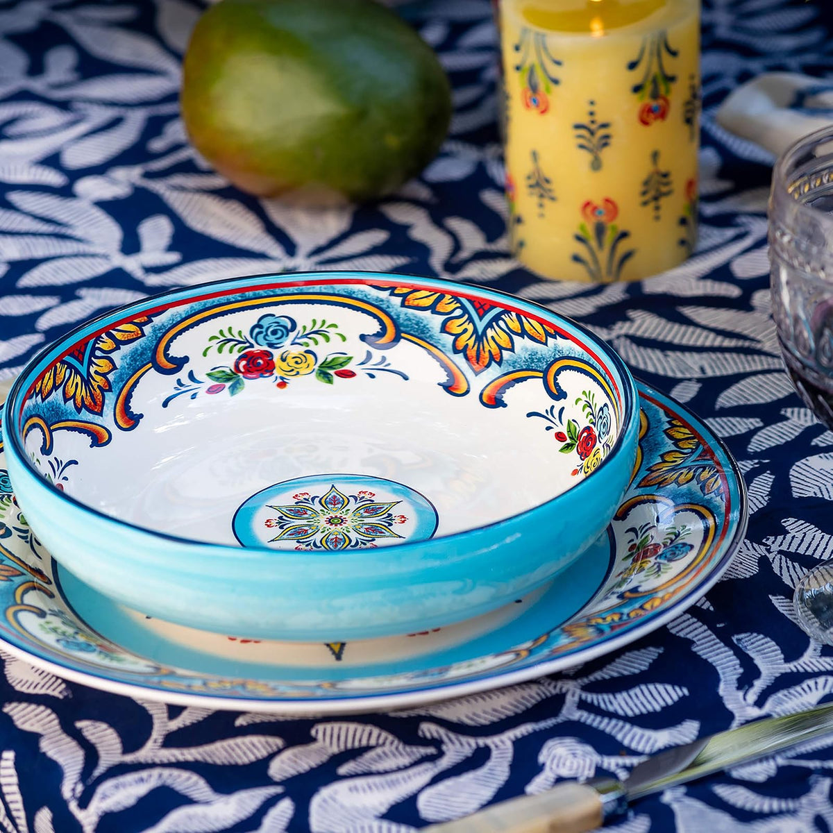 Euro Ceramica Zanzibar Juego de cuencos para pasta de 4 piezas