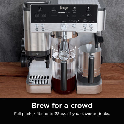 Ninja Café Luxe Jarra Compartible XSKSHRBLEPTCHR | 28 oz, de vidrio, caliente o helado, para espresso y café, accesorios máquina espresso