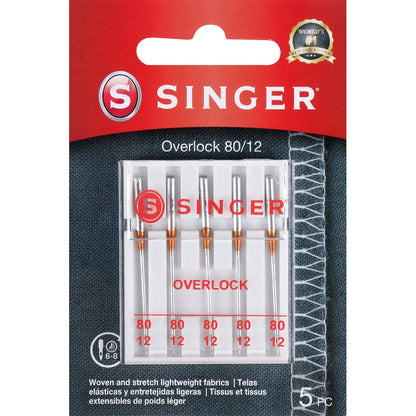 SINGER - Agujas universales para overlock de punto regular, tamaño 80/12-5 unidades
