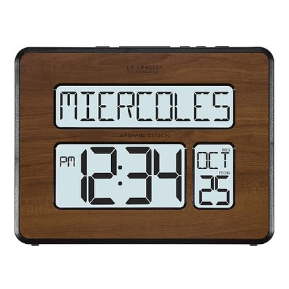 La Crosse Technology 513-1419BL-WA-INT Atomic - Reloj de Calendario Digital Grande, Paquete de 1, Color marrón