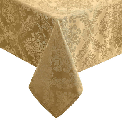 Elrene Home Fashions Caiden Elegance - Mantel de Damasco Resistente al Agua y Manchas - Dorado - 304.8 x 152.4 cm (Rectangular)