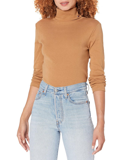Tommy Hilfiger Jersey de Manga Larga con Cuello Alto Camiseta para Mujer
