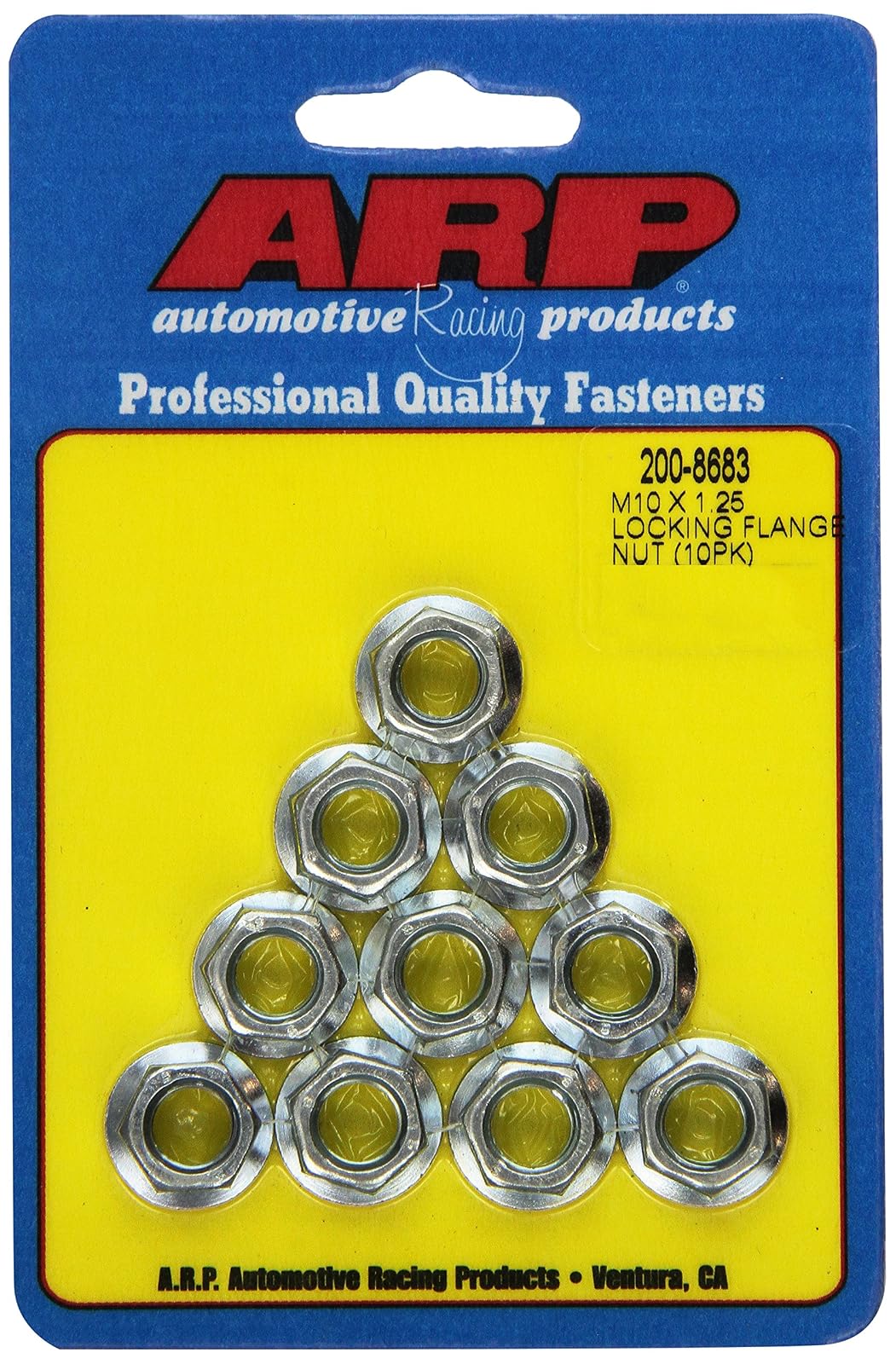 ARP 200-8683 Tuerca de Brida de Bloqueo M10 x 1.25, 10 Piezas, Plateado