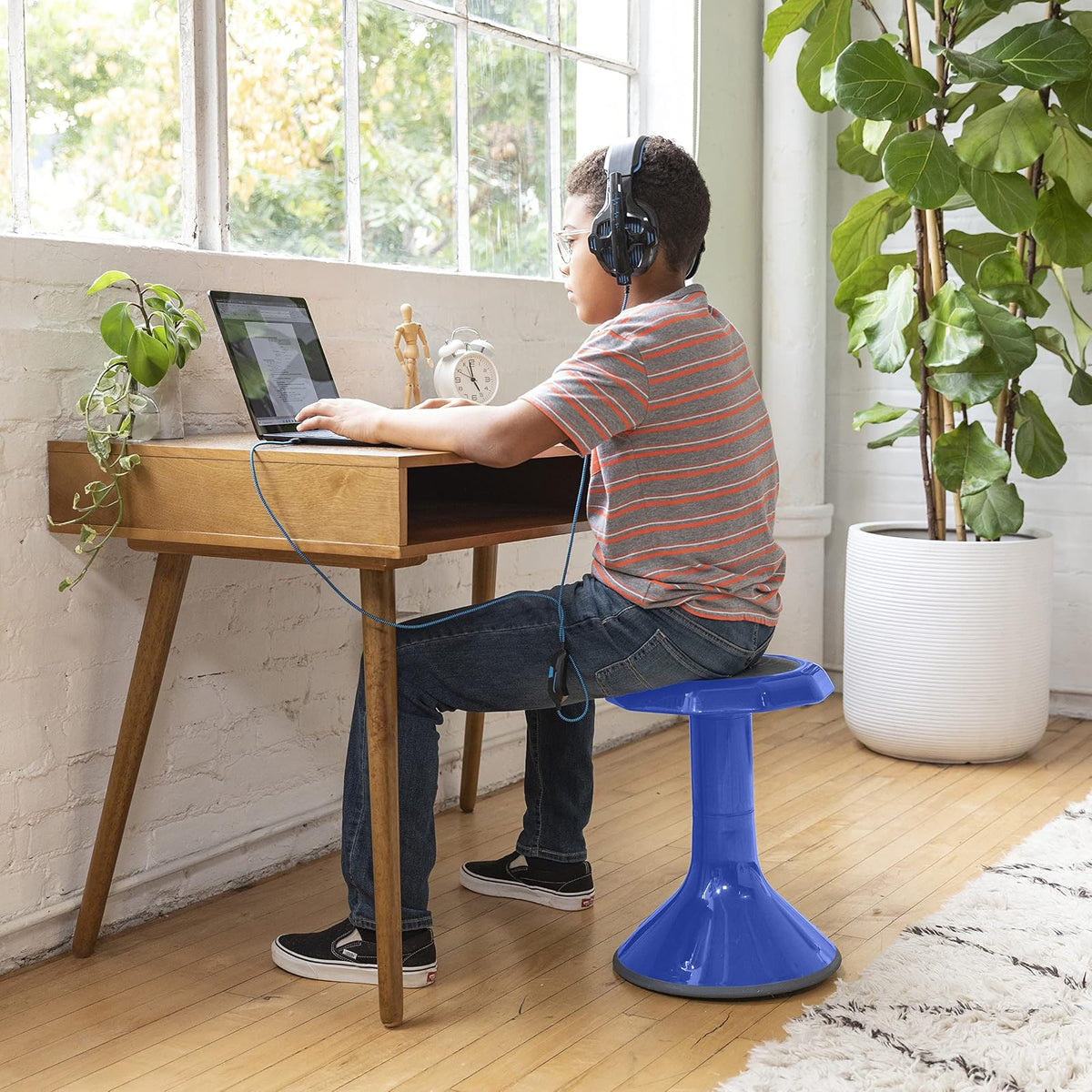 ECR4Kids ACE Active Core Engagement Taburete para niños y adultos, flexible, para aula y asiento de hogar, Azul, 18" H