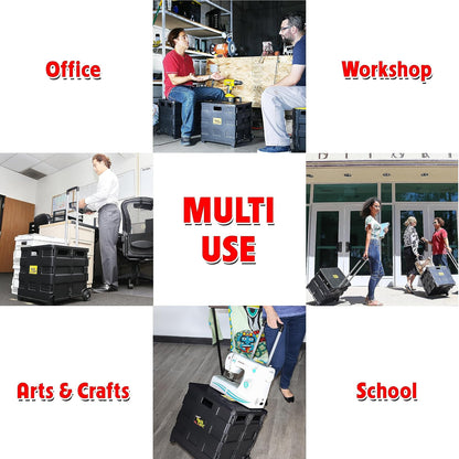 dbest products Quik Cart Sport – Carrito Plegable con Ruedas para Profesores, Cesta de Transporte de 36 kg de Capacidad, Fabricado en plástico Resistente, Negro, Compacto