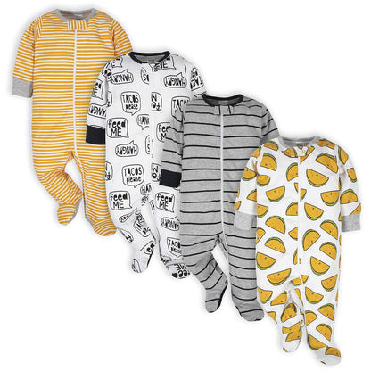 Onesies Brand Paquete de 4 Pijamas Sleep 'N Play para Bebé - Recién nacido - Gold Hungry