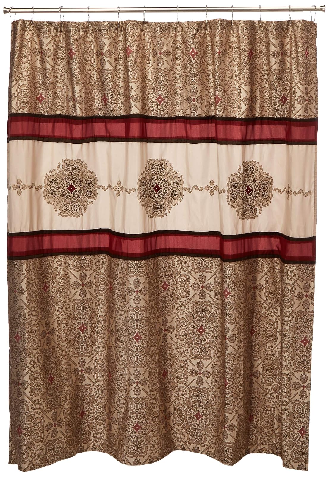 Donovan Design Weave Red Shower Curtain , Jacquard Traditional Shower Curtains for Bathroom , 72 X 72" , Blush