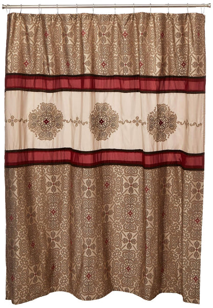 Donovan Design Weave Red Shower Curtain , Jacquard Traditional Shower Curtains for Bathroom , 72 X 72" , Blush