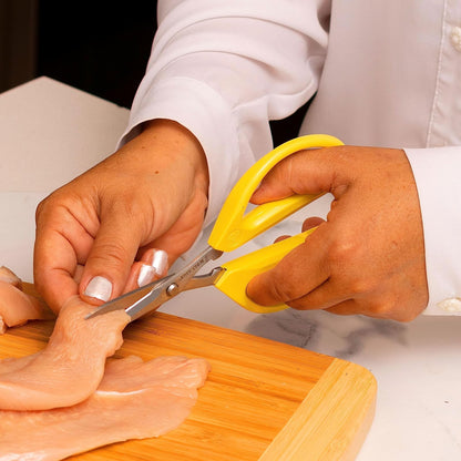 Joyce Chen Original Unlimited Tijeras de cocina multiusos con asas cómodas, color amarillo, paquete de 2