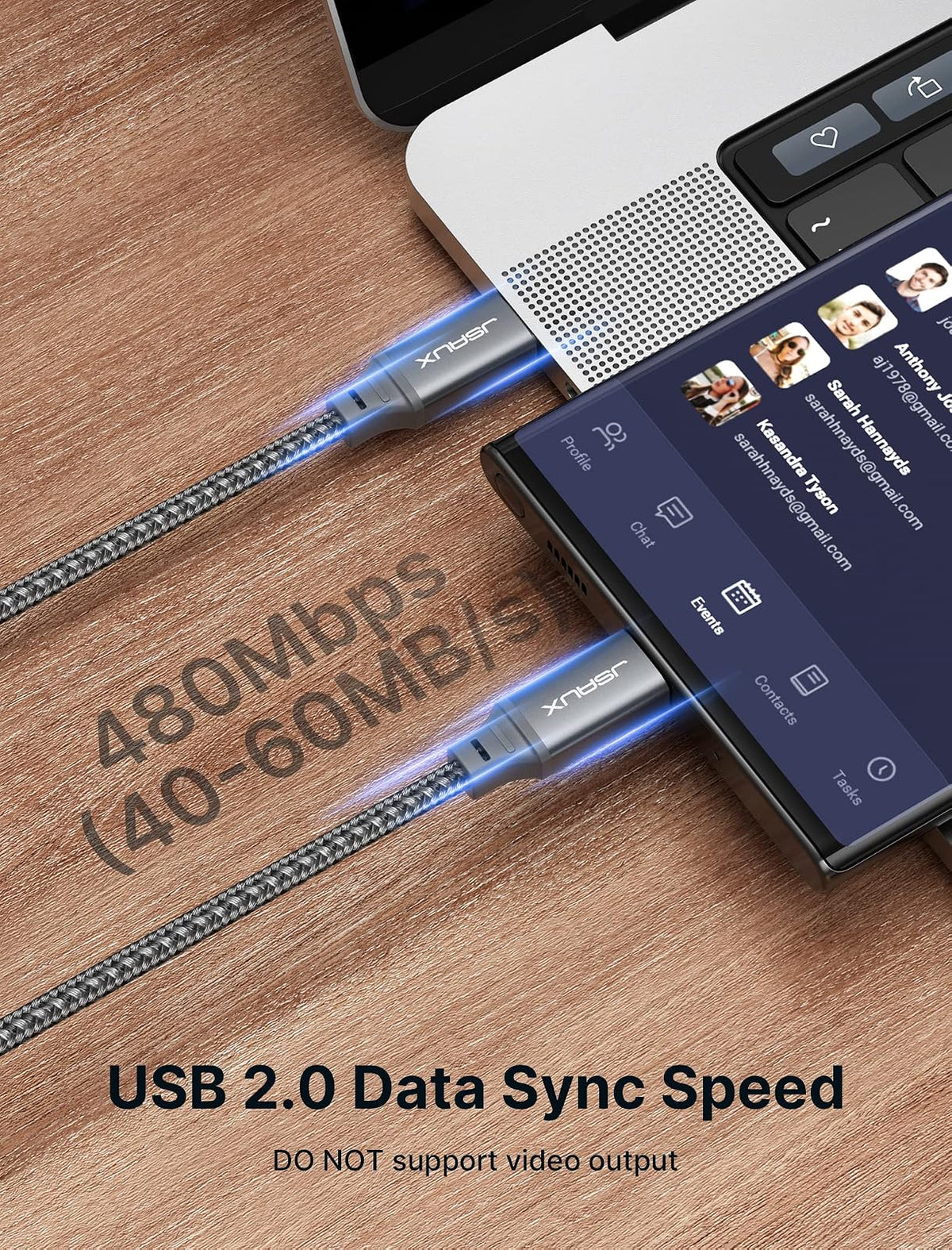 JSAUX Cable USB C a USB C de 100 W [2 unidades de 6.6 pies], cable de carga rápida tipo C compatible con iPhone 17/iPhone Air/iPhone 17 Pro/iPhone 17 Pro Max, iPhone 16/15 Series, Galaxy S/Note