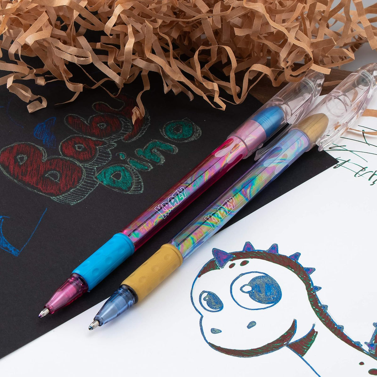 Pentel Arts Krazy Pop - Bolígrafo de gel iridiscente (1,0 mm), tinta surtida (Xc/BD/CP/DG), 4 unidades (K91PABP4M3)