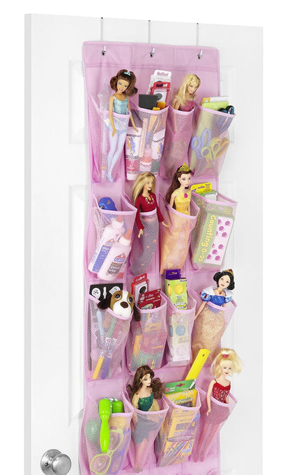 Whitmor Organizador de zapatos de 24 bolsillos sobre la puerta, color rosa