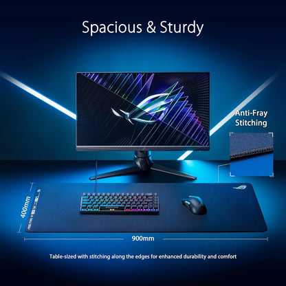 ASUS ROG Hone Ace XXL Mousepad A Prueba de Agua Negro para Shooters y MOBA | Superficie híbrida de tela con nano-recubrimiento, base viscoelástica antideslizante, 900x400x3mm, repele agua y polvo