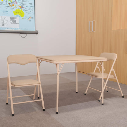 Flash Furniture Kids Tan 3 Piece Folding Table and Chair Set