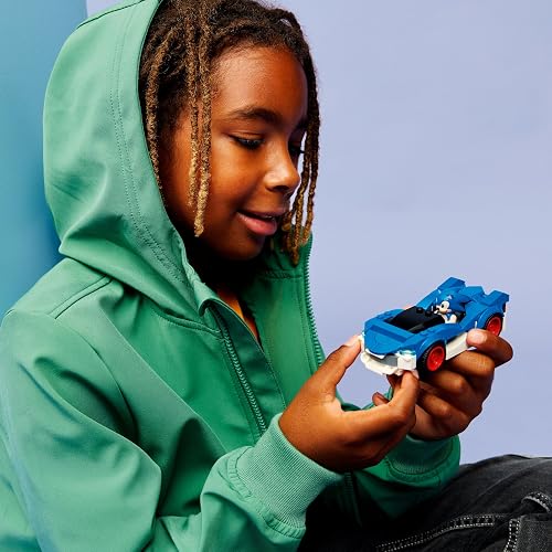 LEGO Sonic The Hedgehog Sonic: Speedster Lightning – Juguete de Construcción de Auto de Carreras – Vehículo con Minifigura de Sonic para Niños y Niñas de 7 Años o Más – 77117