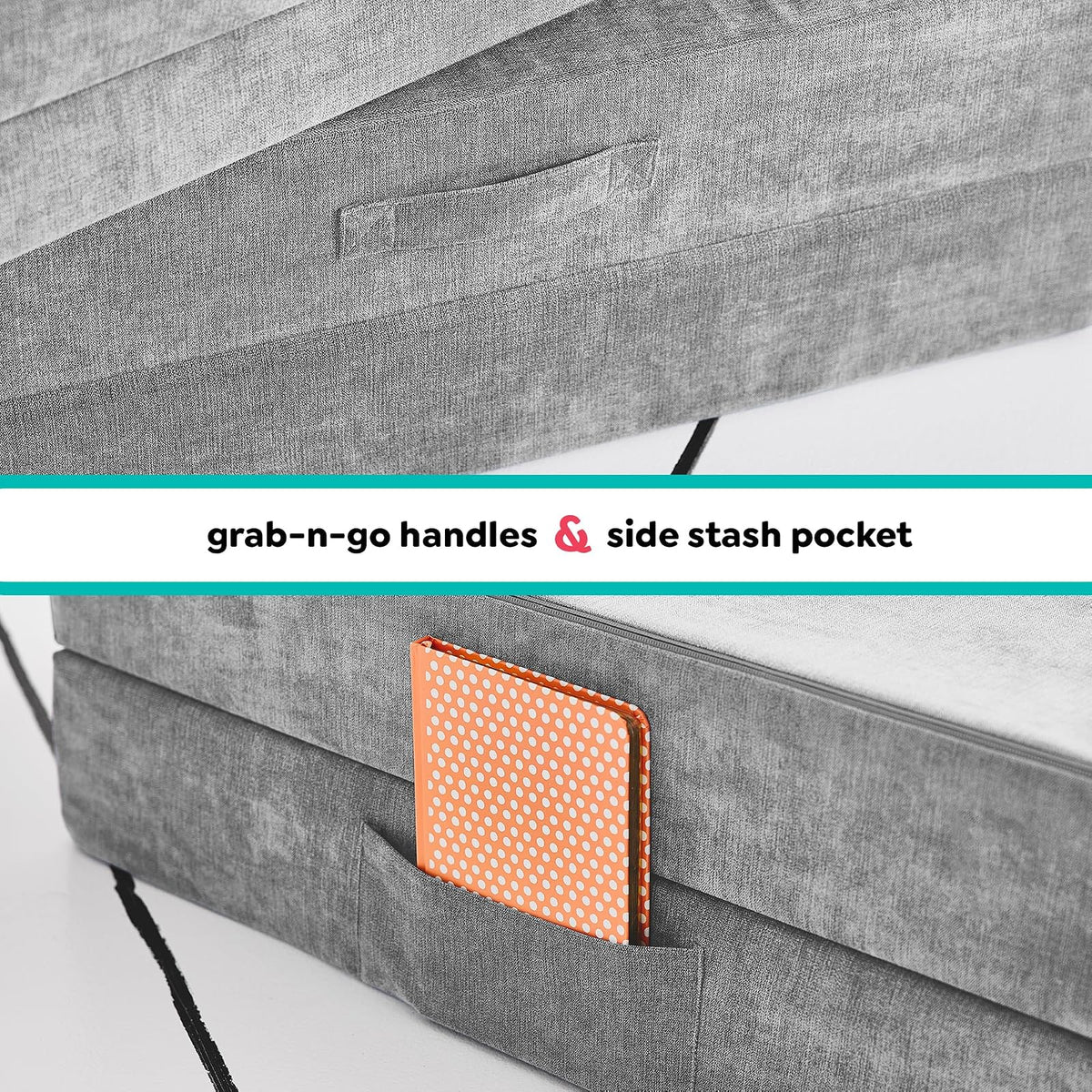 Yourigami - Sofá de Juego para niños y niños pequeños, sofá Plegable Convertible, diseño Modular de Espuma Duradera, Color Gris montaña