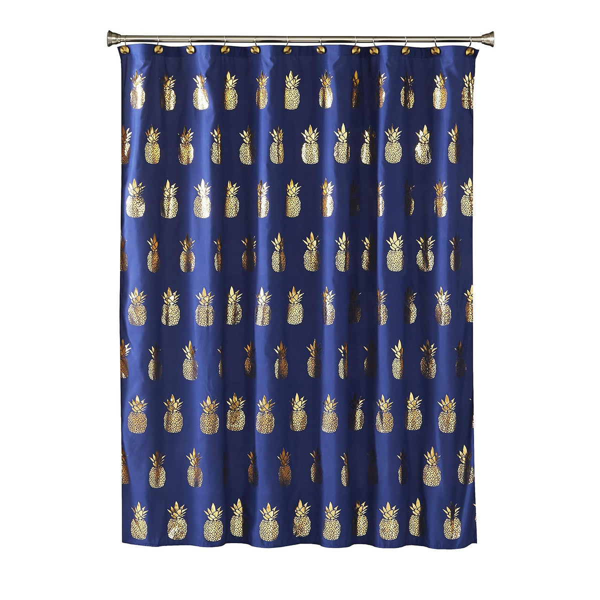 SKL Home - Dispensador en Forma de Piña Dorada, Cortina para baño, Marino/Dorado, 72"x72", 1