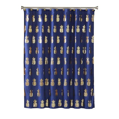 SKL Home - Dispensador en Forma de Piña Dorada, Cortina para baño, Marino/Dorado, 72"x72", 1
