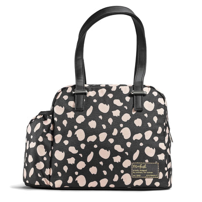 Bolsa de almuerzo para mujer, con aislamiento para el trabajo, a prueba de fugas y resistente a las manchas, con bolsillo para botellas, correas largas, cierre de cierre, bolsa Laketown color negro