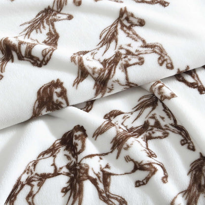 Wrangler - Manta de Forro Polar de Felpa Suave, Inspirada en Yellowstone, decoración Occidental para Cama o sofá (café mostangs, 50 x 70 Pulgadas)