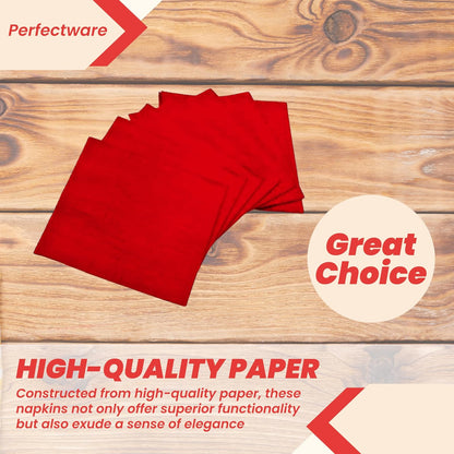 Perfectware - Servilletas de bebidas rojas PW-2 Ply Red Bev-250 de 2 capas, paquete de 250 unidades