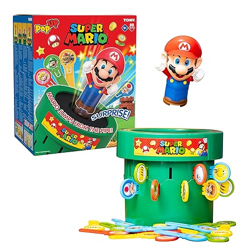 TOMY Pop Up Super Mario - Juego para niños, Juguetes de Super Mario y Juegos Familiares para la Noche de Juegos para niños, Juegos de Mesa e Ideas de Navidad para niños a Partir de 4 años