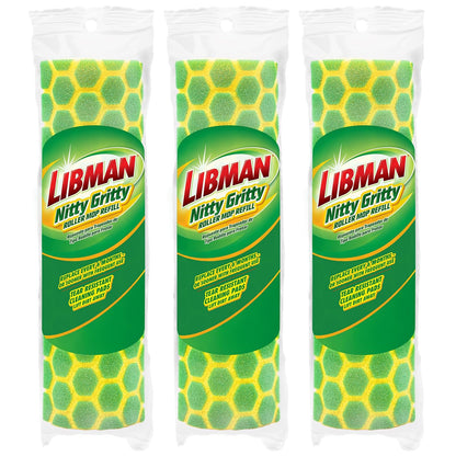 Libman Nitty Gritty - Recambios para mopa Rodillo, Verde, Amarillo, Paquete de 3
