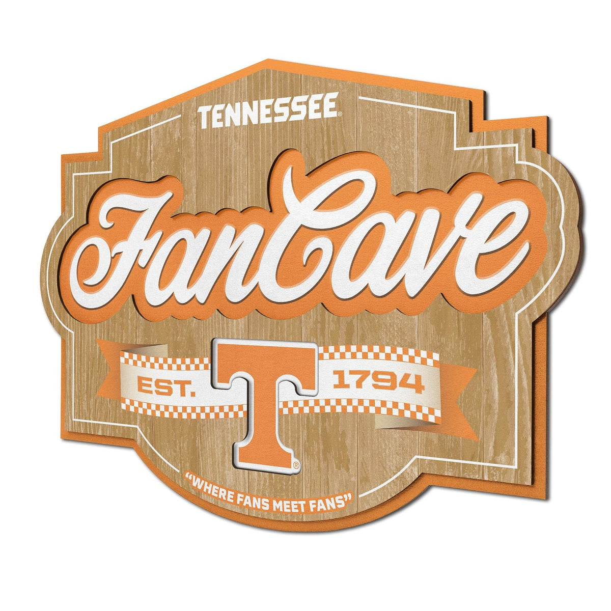 YouTheFan NCAA Tennessee Volunteers Fan Cave Letrero
