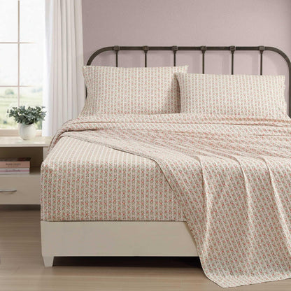 Laura Ashley Juego De Sabanas De Percal 200 Hilos | Tamaño Queen, Rosa A Rayas Marta, Certificado Oeko-Tex, Incluye Sabana Encimera Y Bajera, Con Fundas De Almohada