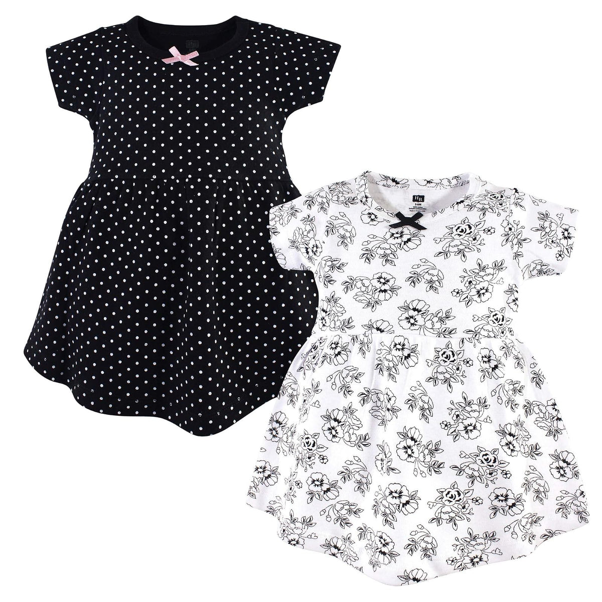 Hudson Baby Vestido de algodón para niñas, Paquete de 2