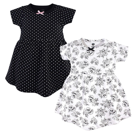 Hudson Baby Vestido de algodón para niñas, Paquete de 2
