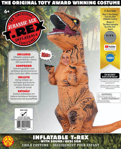 Rubie's Disfraz infantil de dinosaurio inflable original, T-Rex con sonido, pequeño