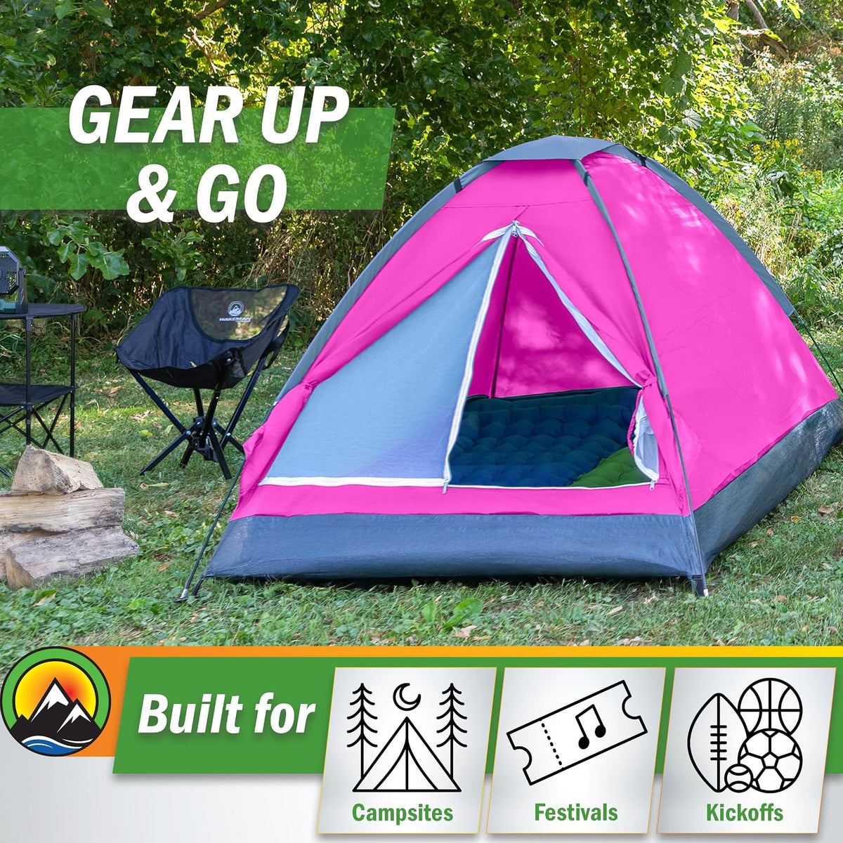 Wakeman Tents Tienda de campaña para Exteriores con Mosca de Lluvia y Bolsa de Transporte