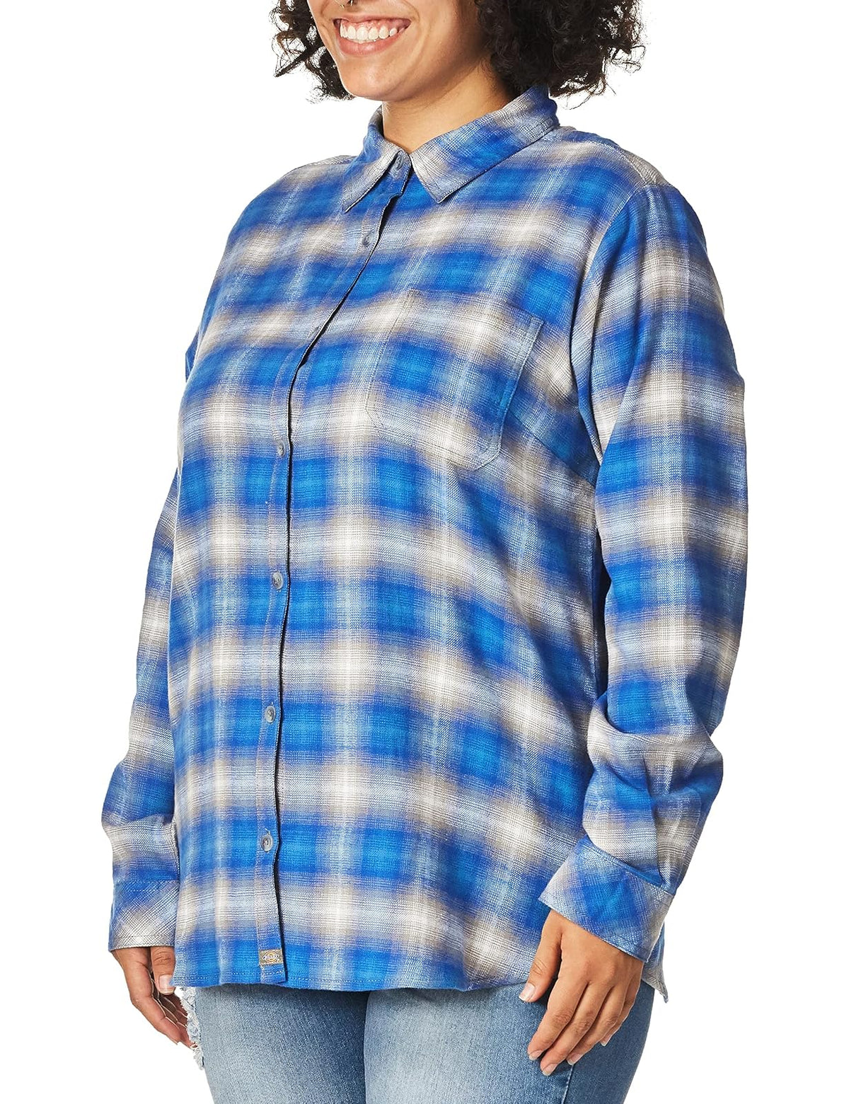 Dickies - Camisa de Franela de Manga Larga para Mujer