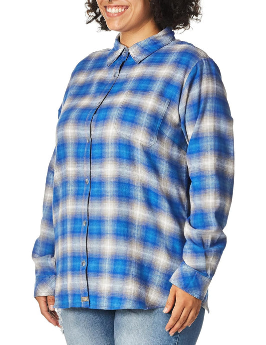 Dickies - Camisa de Franela de Manga Larga para Mujer