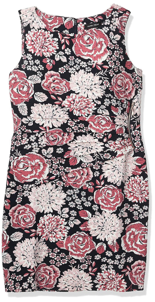 Ivanka Trump Sleeveless Printed Scuba Crepe Dress Vestido Mujer