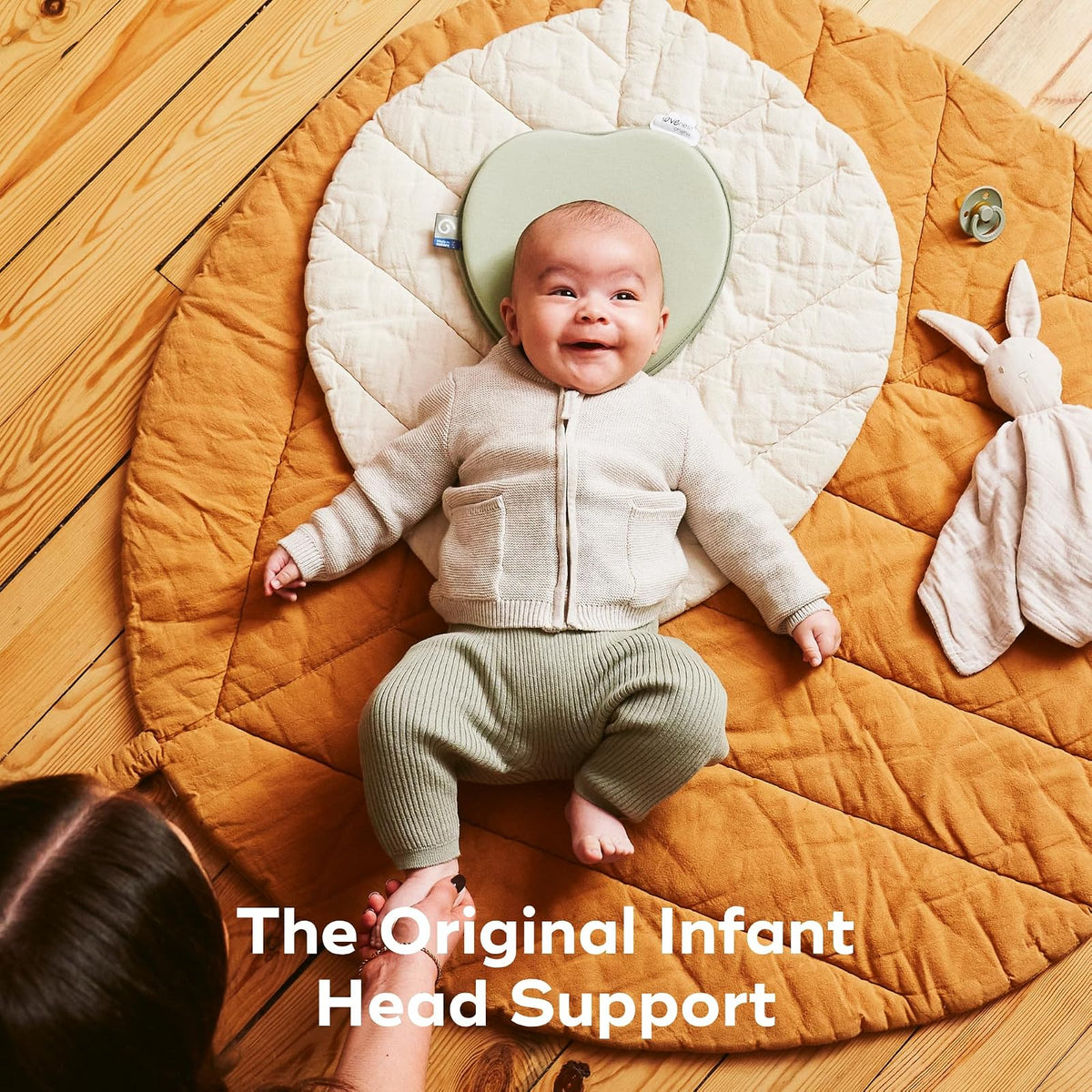 Babymoov Lovenest Soporte de Cabeza para Bebé, Apoyo Infantil Suave para Tiempo Despierto Supervisado, Carriola y Mecedora, Tela Transpirable y Ligera, Sage
