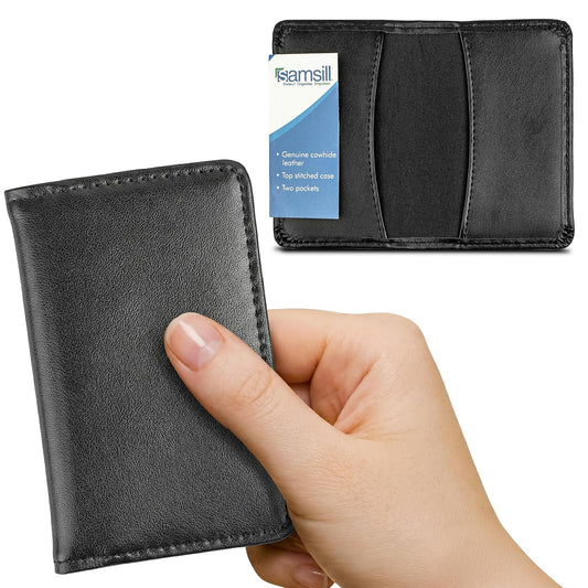 Samsill Regal Leather Business Card Holder, Case Holds 25 Business, Black