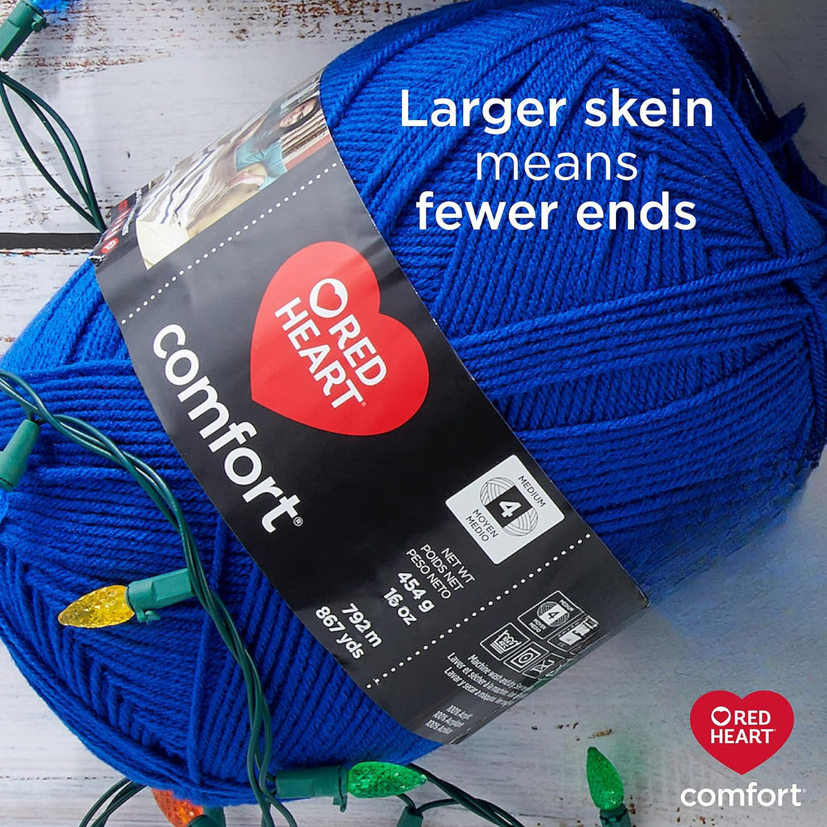 Red Heart Comfort - Hilo blanco y negro - 1 paquete de 12 oz/454 g - Acrílico - 4 Medianos (Worsted) - 867 yardas - Tejer/Crochet