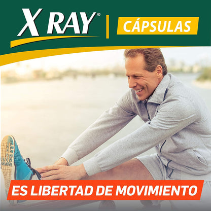 X RAY Coadyuvante en el tratamiento de la osteoartritis, Libera tus articulaciones y ponte en movimiento gracias a su formulación con glucosamina (450 mg), vitamina C (30 mg) y Condroitina (10 mg)