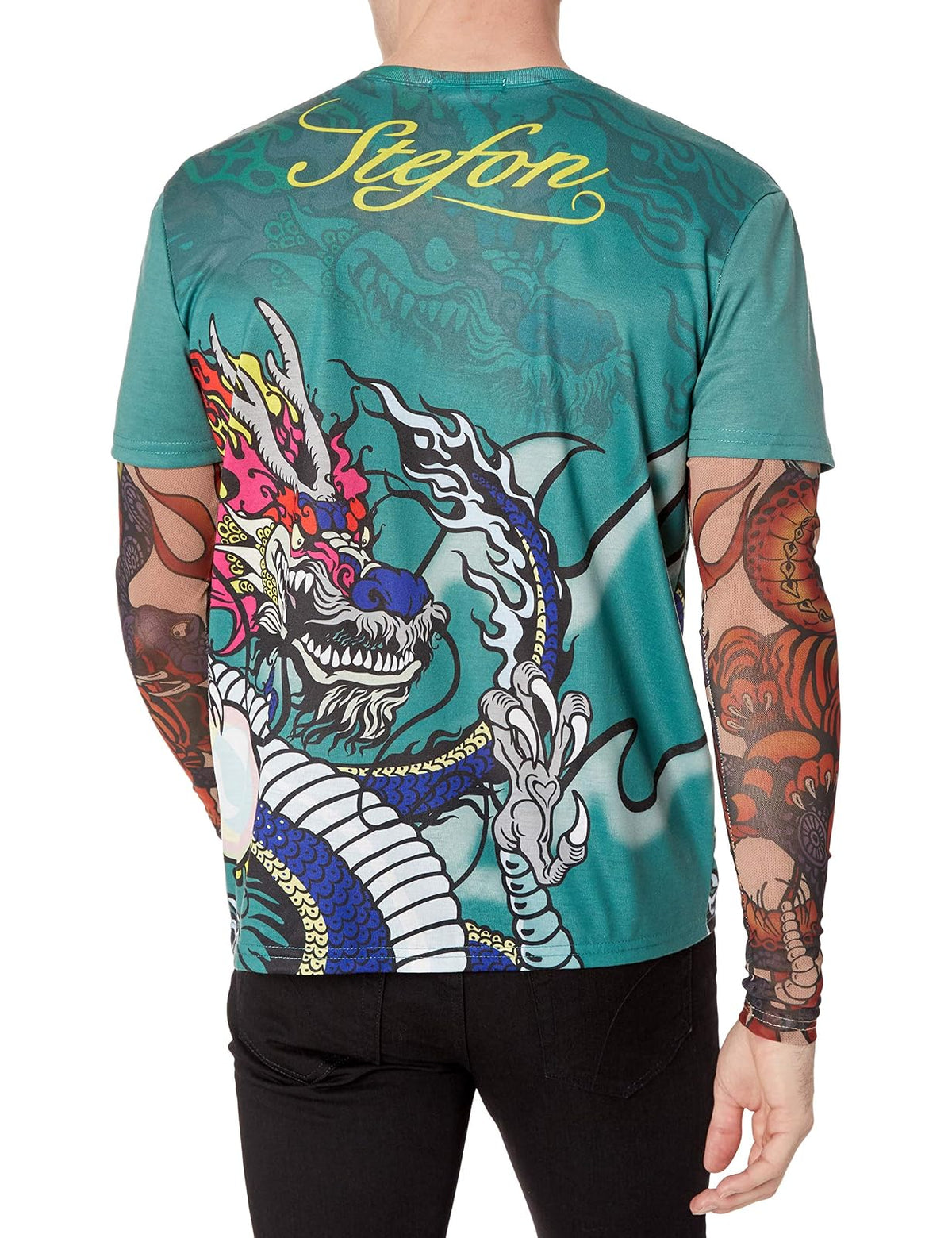 Faux Real Camiseta de Manga Larga para Hombre, Foto-Realista, de Malla