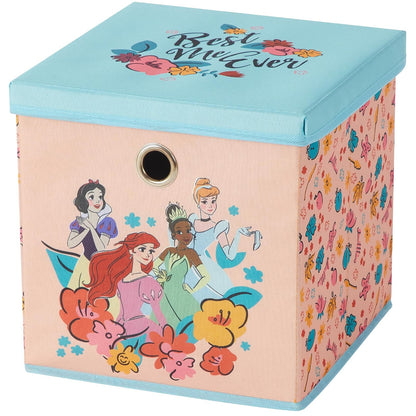Idea Nuova Disney Princess cubeta de almacenamiento plegable de tela, 10 pulgadas con tapa para recámara, sala de juegos y clóset - Princesa
