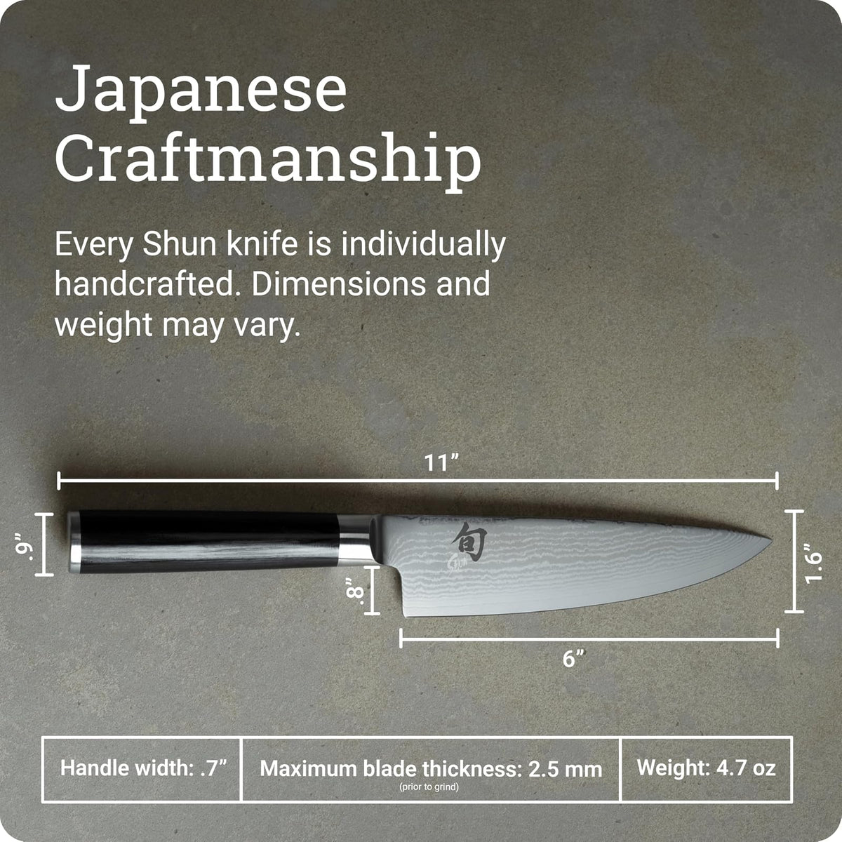 Shun DM0723 Cuchillo clásico de acero inoxidable para Chef, 15.24 cm