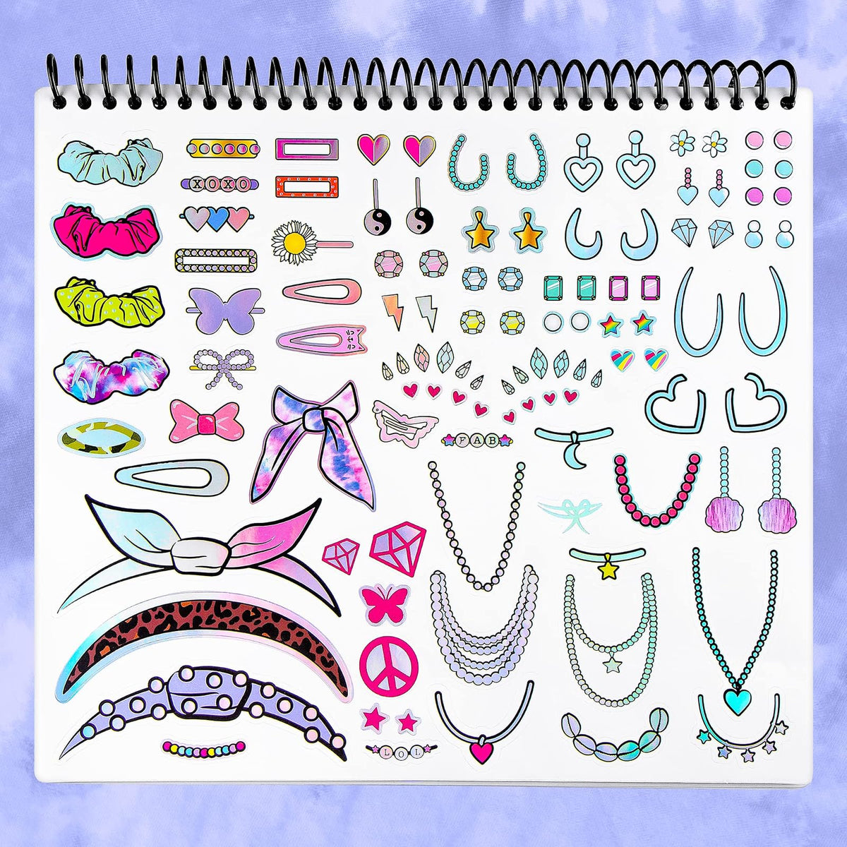 Fashion Angels - Portafolio de bocetos de Maquillaje y diseño de Cabello (11452) para Principiantes, Cuaderno de bocetos con Plantillas y calcomanías para Edades de 6 años en adelante