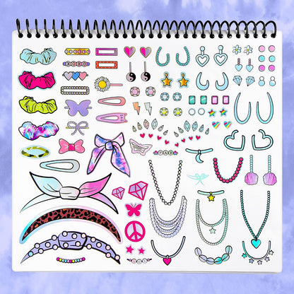 Fashion Angels - Portafolio de bocetos de Maquillaje y diseño de Cabello (11452) para Principiantes, Cuaderno de bocetos con Plantillas y calcomanías para Edades de 6 años en adelante