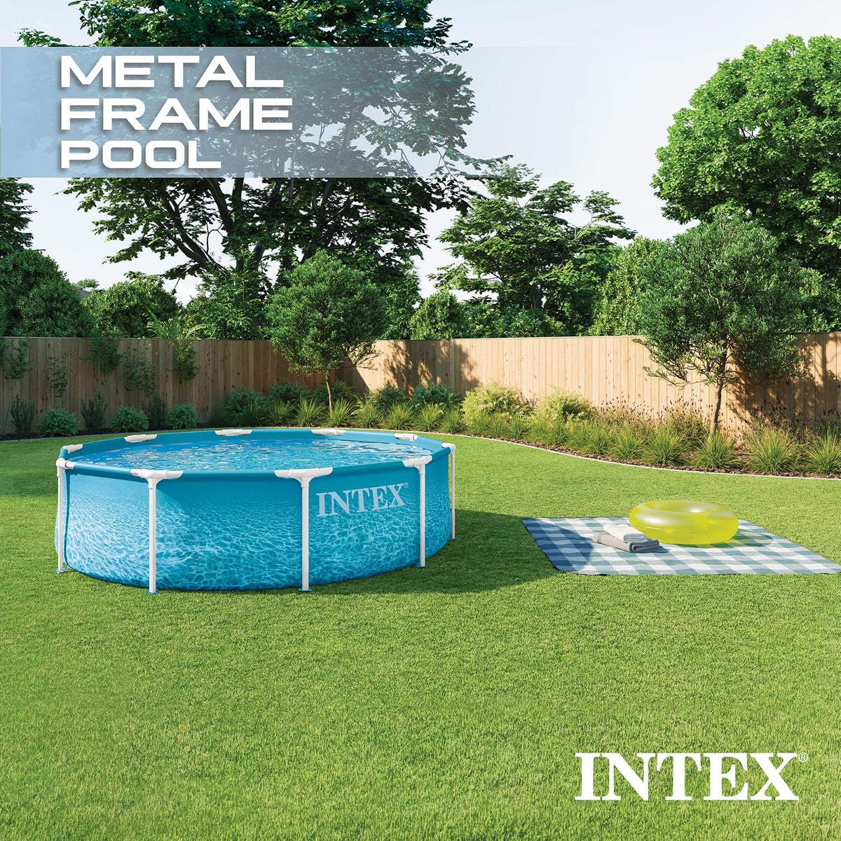 Intex Beachside - Marco de Metal de 3 m x 30 Pulgadas, Piscina sobre el | 28207EP - Bomba de filtro de cartucho 330 GPH y cartucho de filtro tipo H incluido