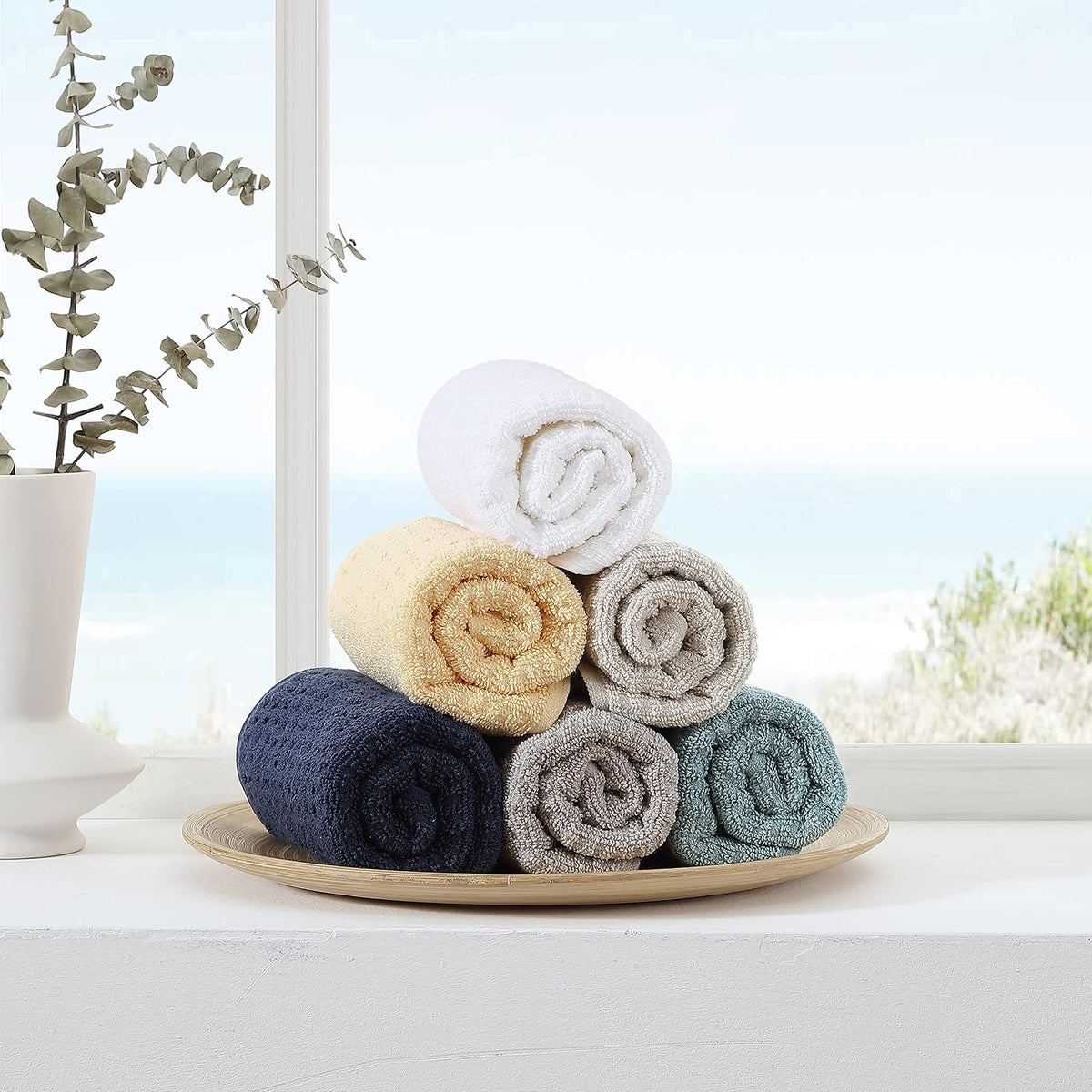 Tommy Bahama - Toallas de Mano, Toallas de algodón Suaves y absorbentes, Bajas Pelusas, Resistentes a la decoloración (Amarillo del Pacífico Norte, 2 Piezas)